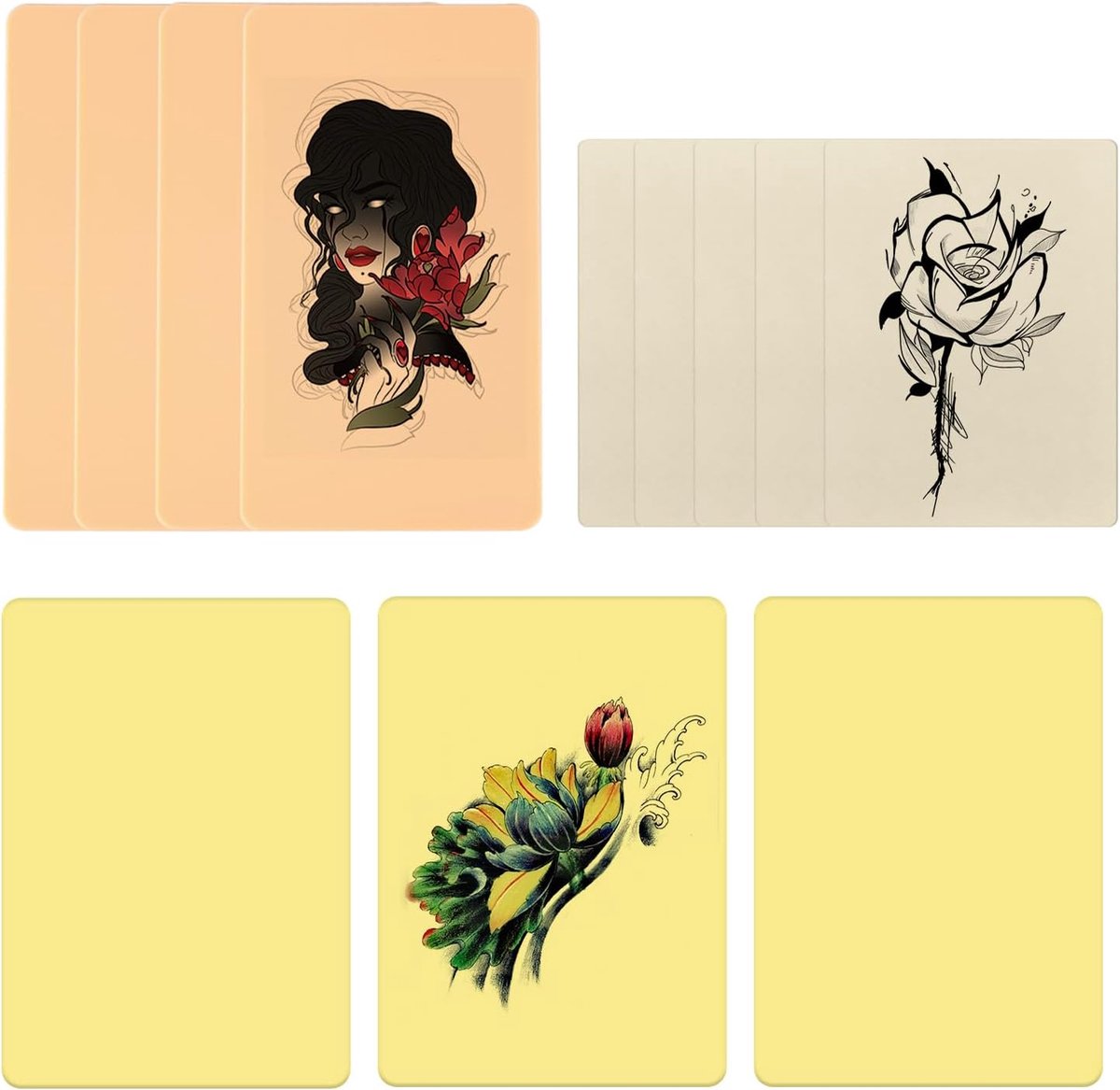 10 stuks tatoeage oefenhuiden dubbelzijdige tatoeage nephuid 19,5 x 14,5 cm praktijk huid voor tatoeage benodigdheden tattoo kit (3 l + 4 m + 5S huid)