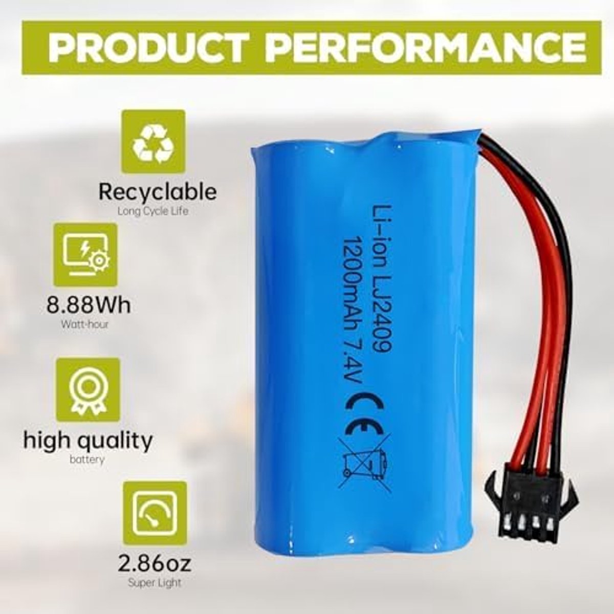 7.4V 1200mAh SM-4P Plug Oplaadbare Batterij met USB Oplaadkabel voor EC08 RC Speelgoedauto Model Off-Road Auto Klimmen Drifting Racing RC Boot Batterij