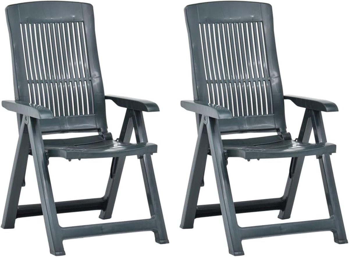 2 stuks klapstoelen voor de tuin, van groene kunststof, stoelen voor buiten, kunststof stoelen, inklapbaar, stoelen voor de tuin, 60 x 61 x 109 cm