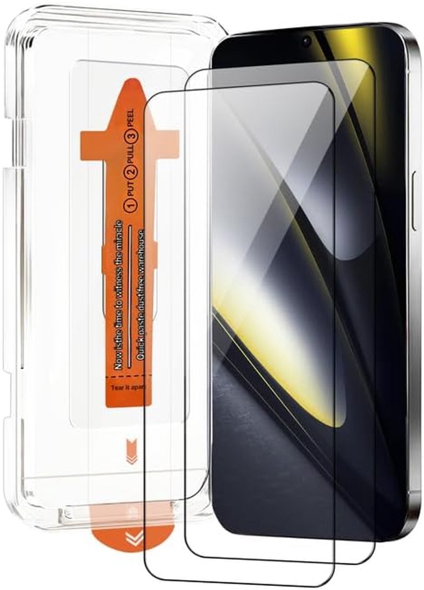 Chejuza Gehard glas voor Xiaomi Poco F6 5g [2 stuks], snelle installatie, volledige afdekking, zonder luchtbellen, hardheid 9H, glas, hoge definitie displaybeschermfolie