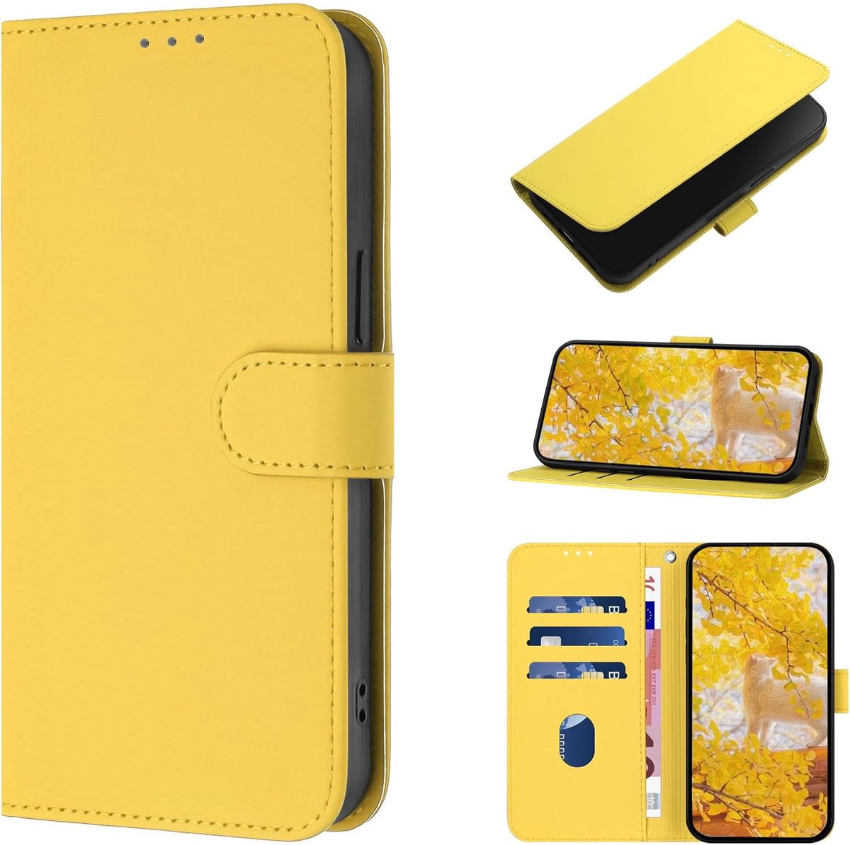 Hoesje voor iPhone SE 2020 / SE 2022/8 / 7, Premium PU-Leerhoes [Kaartsleuven] Portemonnee Beschermhoes, Schokbestendig Telefoonhoesjes voor iPhone SE 2020 / SE 2022/8 / 7 (Citroengeel)