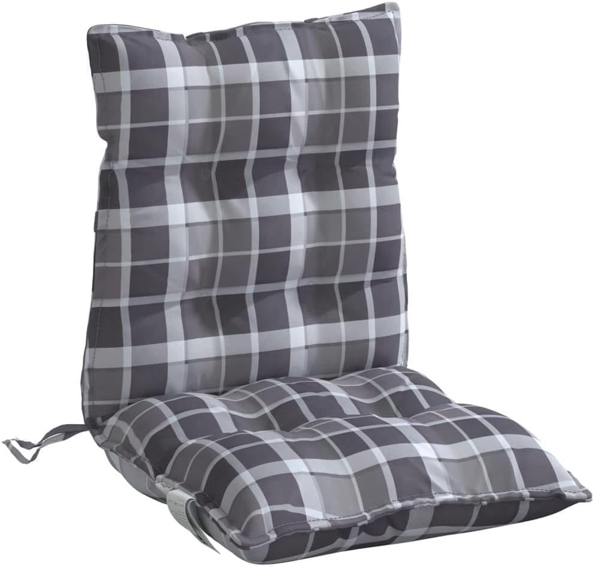 Rugleuning kussens 4 STK. Grijs ruitpatroon Oxford stof waterafstotend outdoor zitkussen met PP-holle vezel vulling en antislip ontwerp voor tuinmeubelen