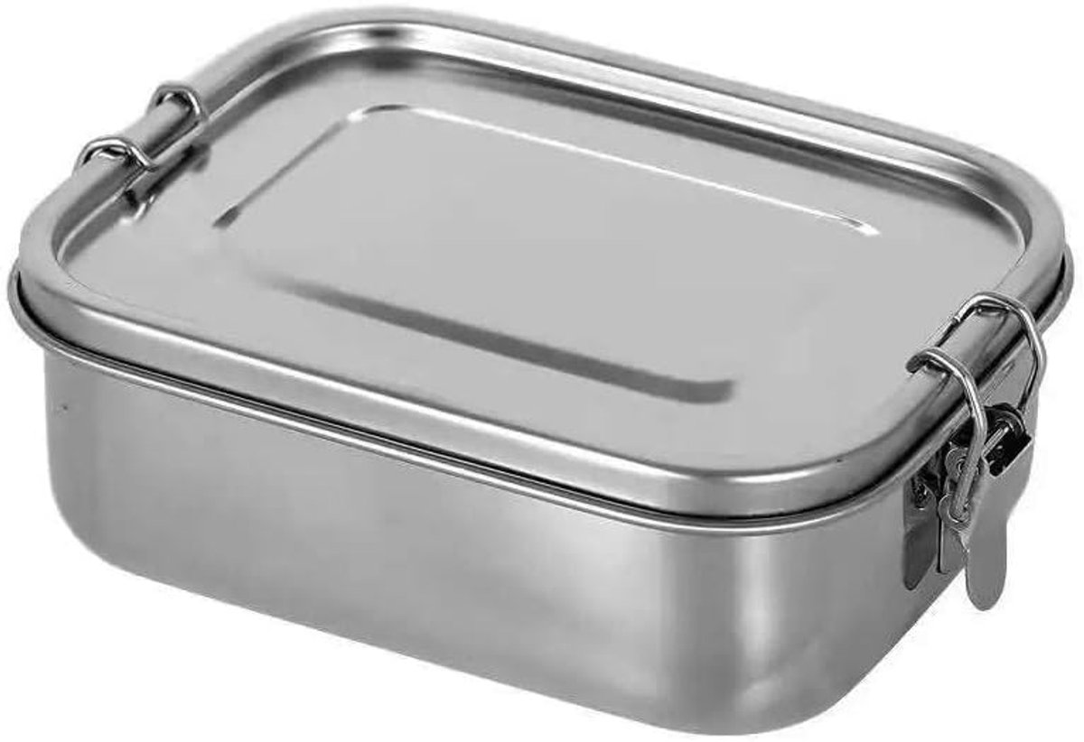 Broodtrommel van roestvrij staal met vakken, lekvrij, 1200 ml, broodtrommel met 2 scheidingswanden, metalen broodtrommel voor volwassenen en kinderen