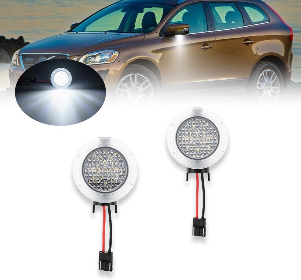 Puddle Licht Auto Spiegel voor Vo.lvo XC60 2008-2017 SMD 6000K Witte Canbus Achteruitkijkspiegel Welkomstlicht, Hoge Helderheid Auto Puddle Lights, Courtesy Lights
