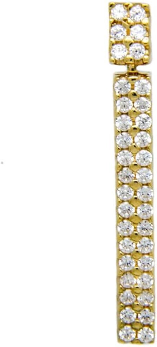 Hanger 3D echt goud met zirkonia, 14 karaat 585, voor dames, 31,6 x 3,7 x 4 mm, goud Zirkonia, Zirkonia