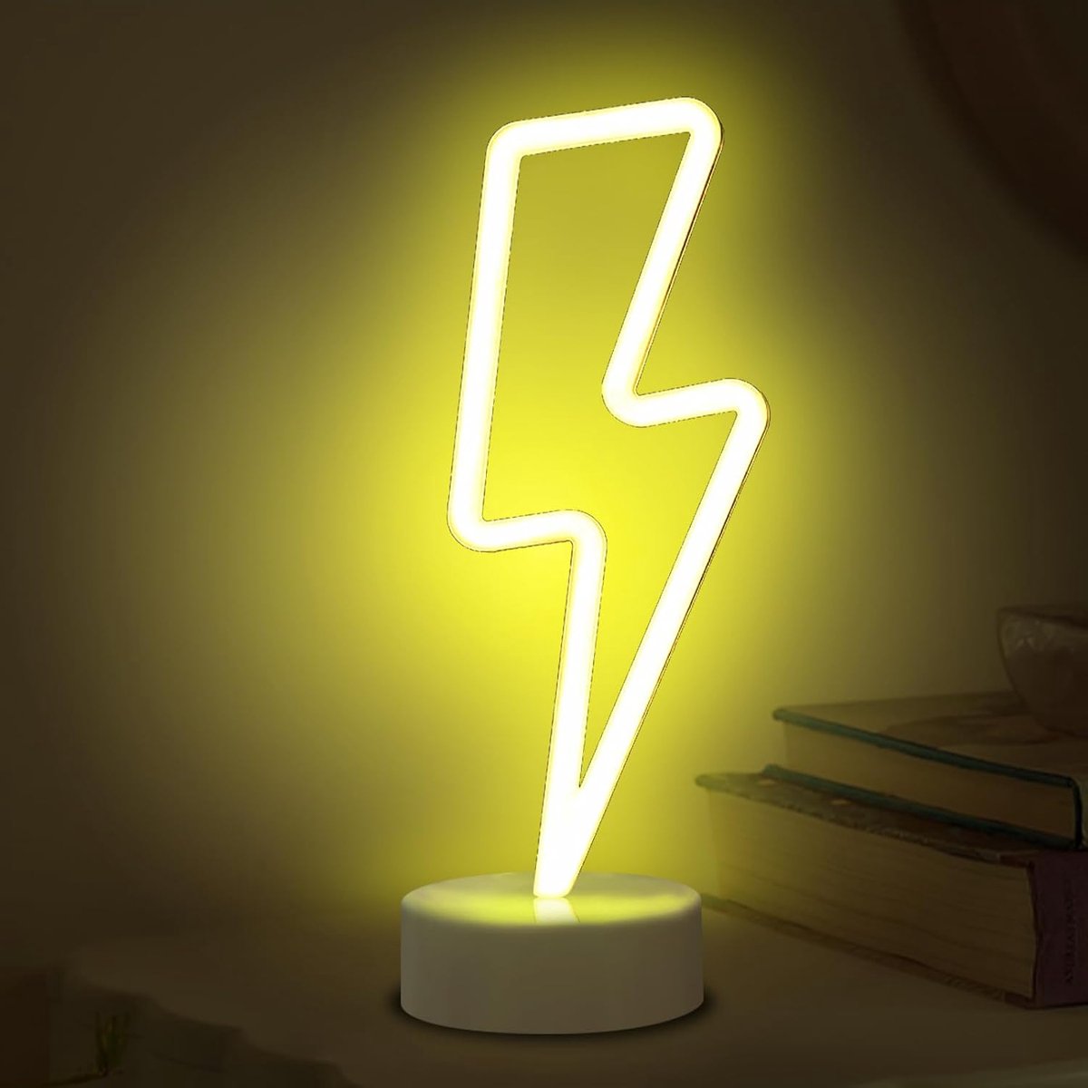 Lichtborden LED Neon Licht Kamer Decor Nachtlampen Batterij Aangedreven en USB Gebruik Binnenverlichting Nachtkastje en Tafellampen voor Slaapkamer Kerstmis Feest Bar (Warm Wit Lightning)