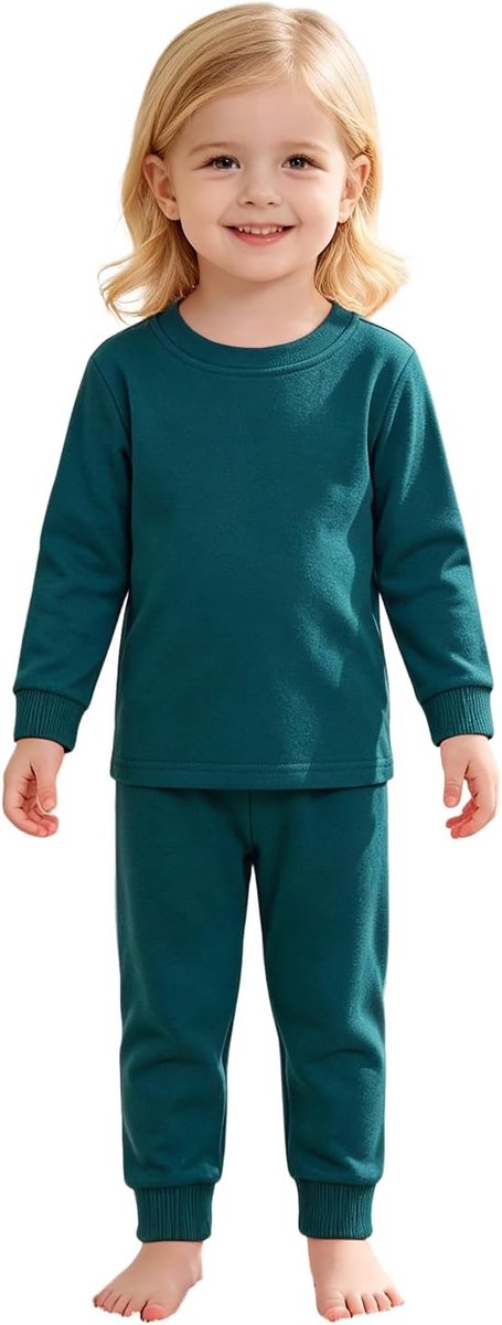 Kinderpyjama voor meisjes, tweedelige pyjama, bovendeel + broek, set van 2-9 jaar, peuterpak, lange mouwen, huispak, effen, 2-delig, nachtkleding, zachte loungewear
