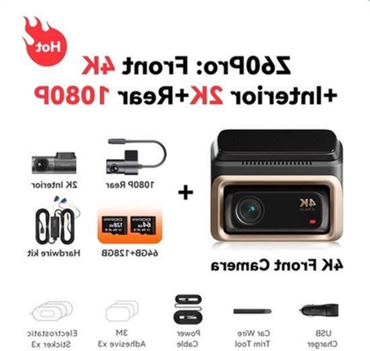 Dashcam – Autocamera – Camerasysteem – Rijveiligheidscamera – 3-Kanaals Dashcam – 4K Ultra HD Sony STARVIS Sensor – 5GHz Wi-Fi & ADAS Veiligheidsmeldingen