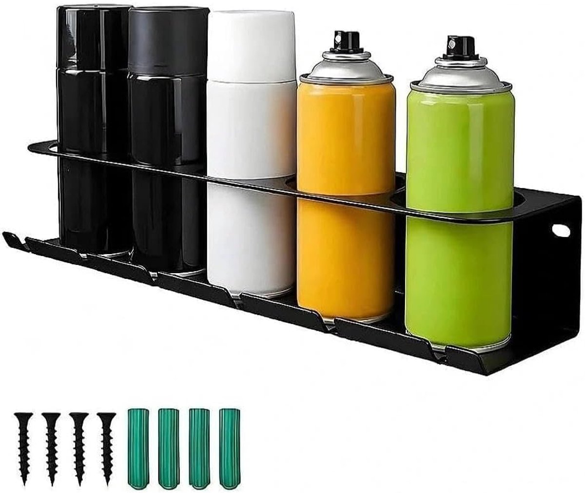 43 cm lang, spuitfleshouder, 5 gaten, wandmontage, blikhouder, werkplaats, voor werkplaatsen en huishoudens