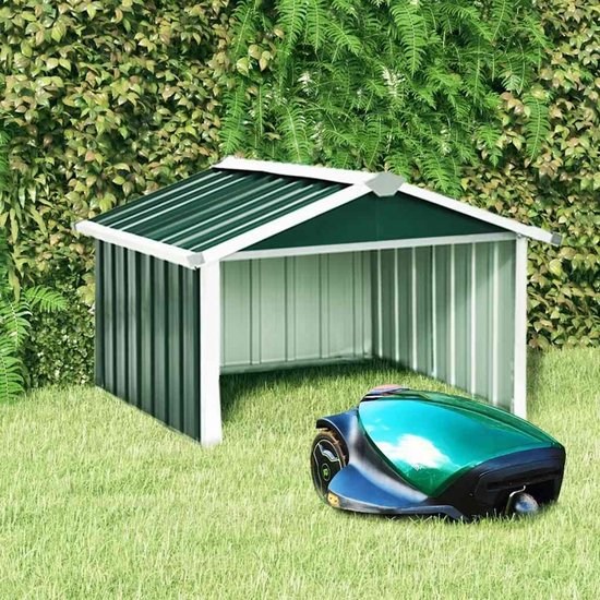 Garage voor grasmaaier, 92 x 97 x 63 cm, verzinkt staal, groen — afbeelding 2