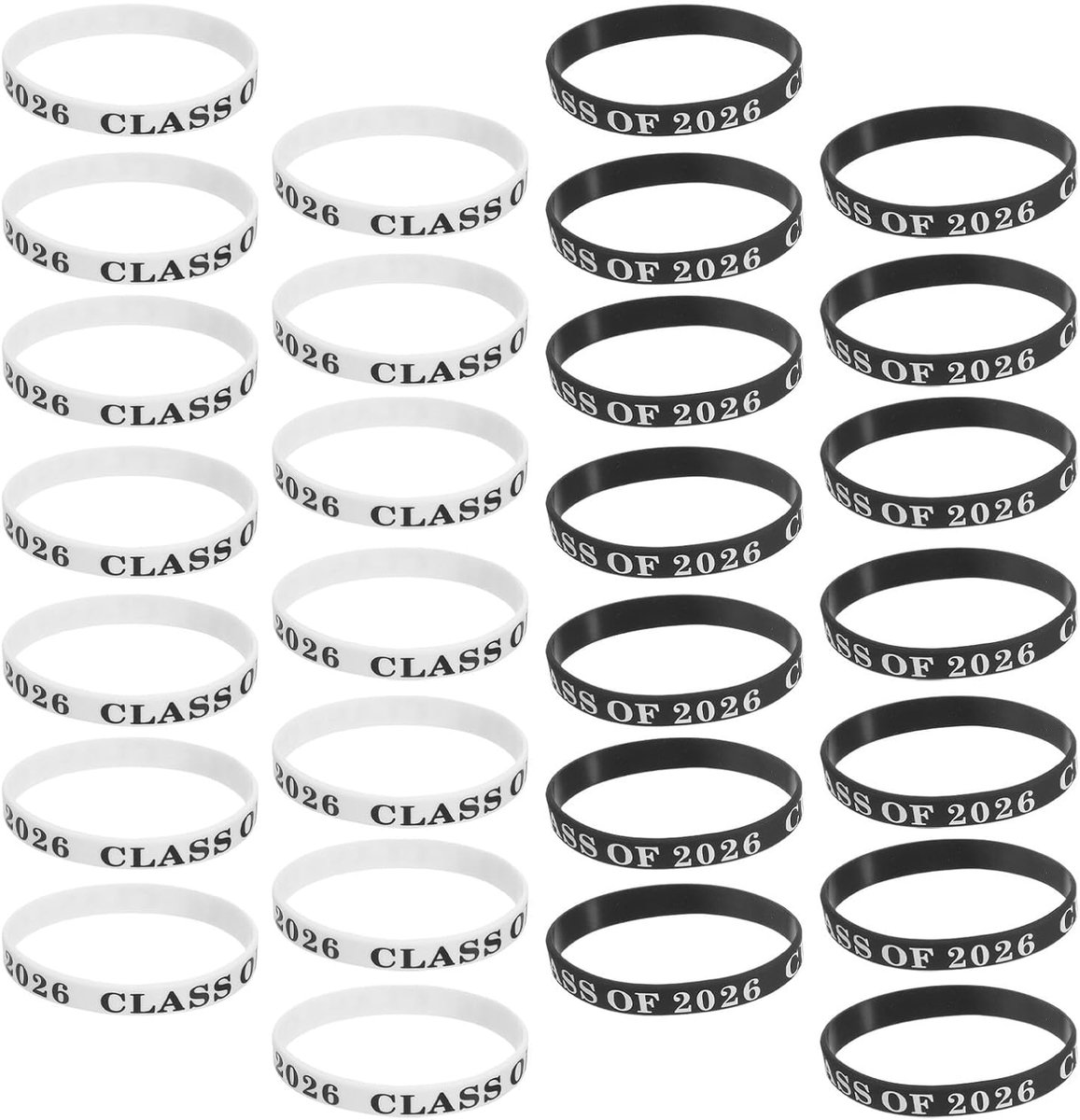 50 stuks Class Of 2026 siliconen armbanden met flexibele slijtvaste letters voor afstudeerfeesten en groepsactiviteiten, stijlvolle afstudeermotieven