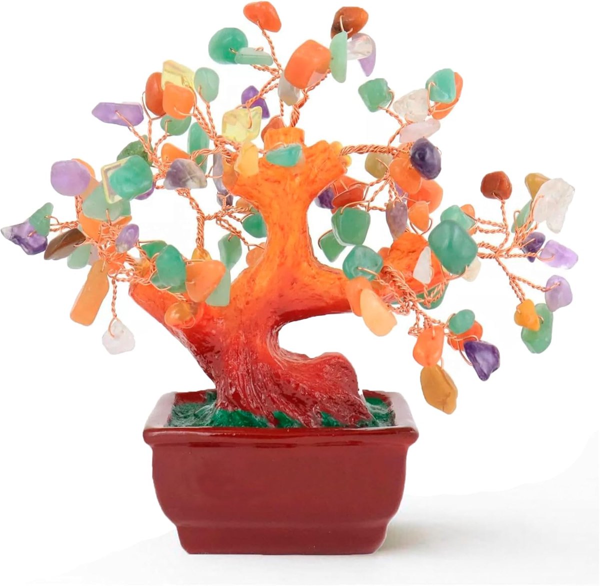 100% echte natuurstenen, levensboom, decoratie, helende kristallen, zirstherapie, yoga (7 chakra's, 20 cm middelgroot)