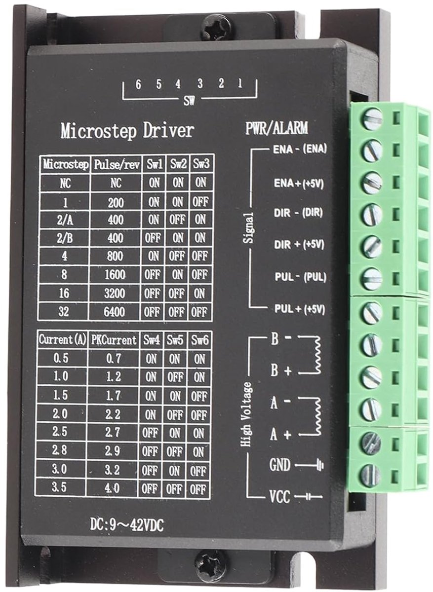 TB6600 CNC-controller voor Nema 17 23 stappenmotor, DC 9-42V piek 4A Hybride stappenmotor met enkele assen, 32 onderverdeling