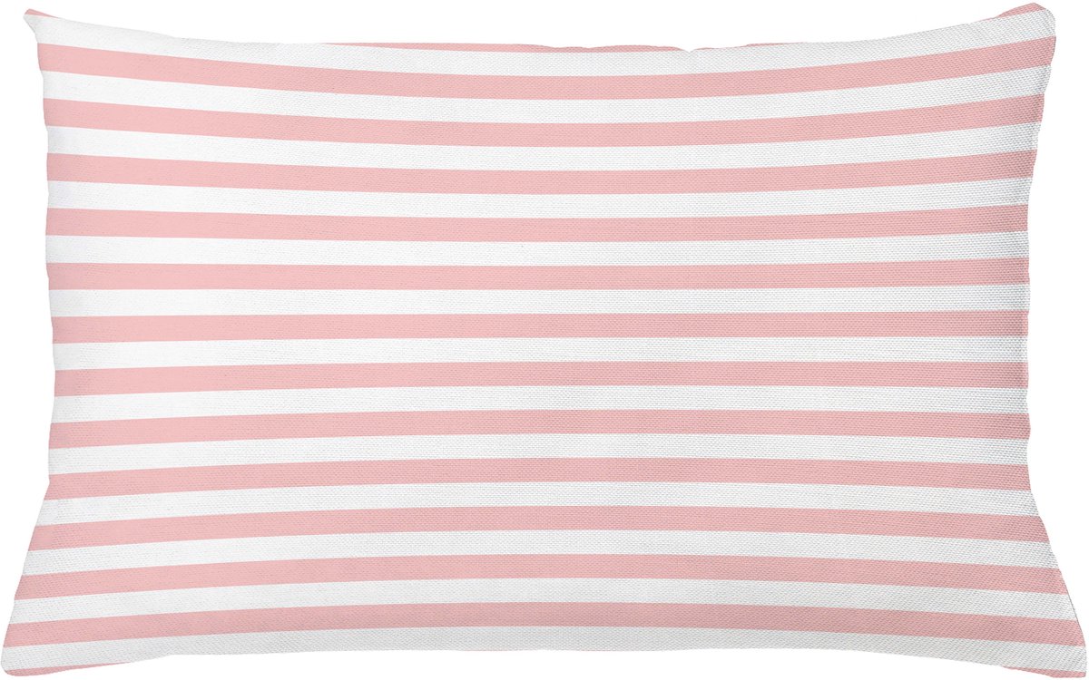 ABAKUHAUS Blush Sierkussenhoes, Retro Stijl Pastel Gekleurd Roze Strepen op Wit Achtergrond Vintage Geometrisch Ontwerp, Decoratieve Rechthoekige Sierkussenhoes, 65 x 40 cm, Wit Roos