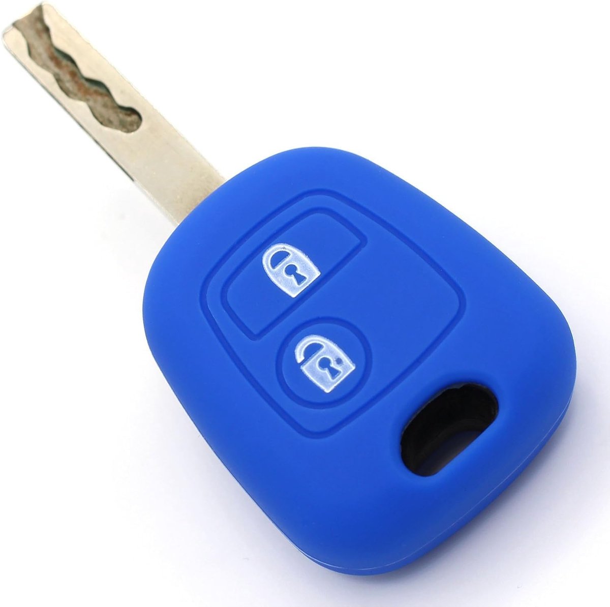 autosleutelhoes compatibel met Peugeot 2 knoppen Blauw