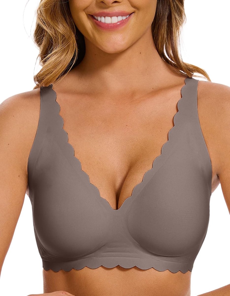 Niet-bedrade bh's voor vrouwen UK Naadloze Draadloze Push Up BH V-hals Plunge Geschulpte BH Bralettes Comfort Zachte Dagelijkse Bras met Bh Extender