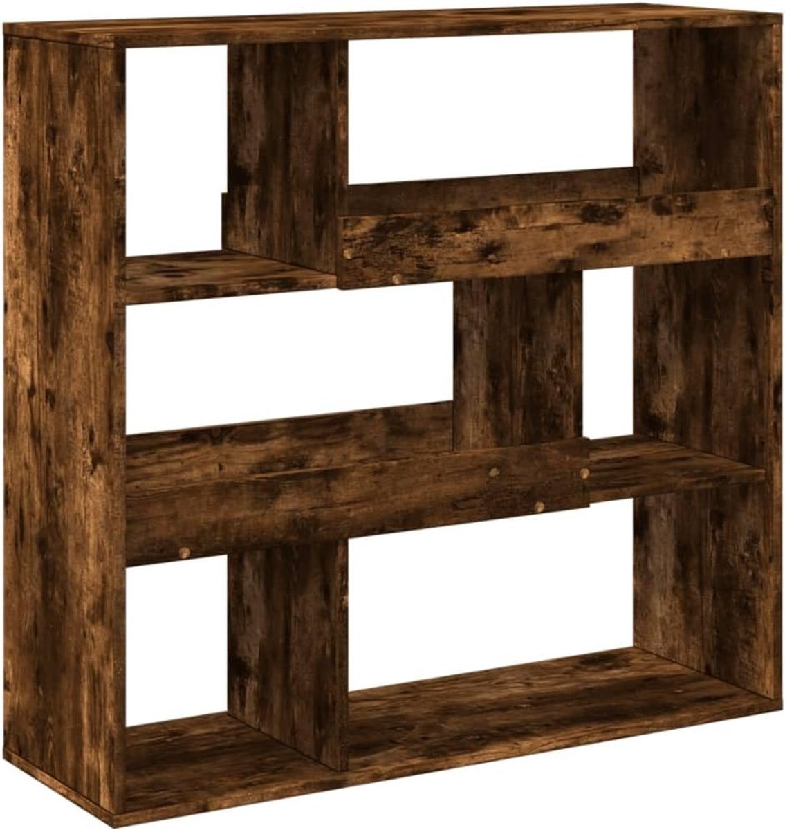 Keukenrek, vitrinekast, rek, keuken, ruimteverdeler, rookeiken, 100 x 33 x 94,5 cm, houtmateriaal voor bergruimte, kelderkamer, kantoor, woonkamer