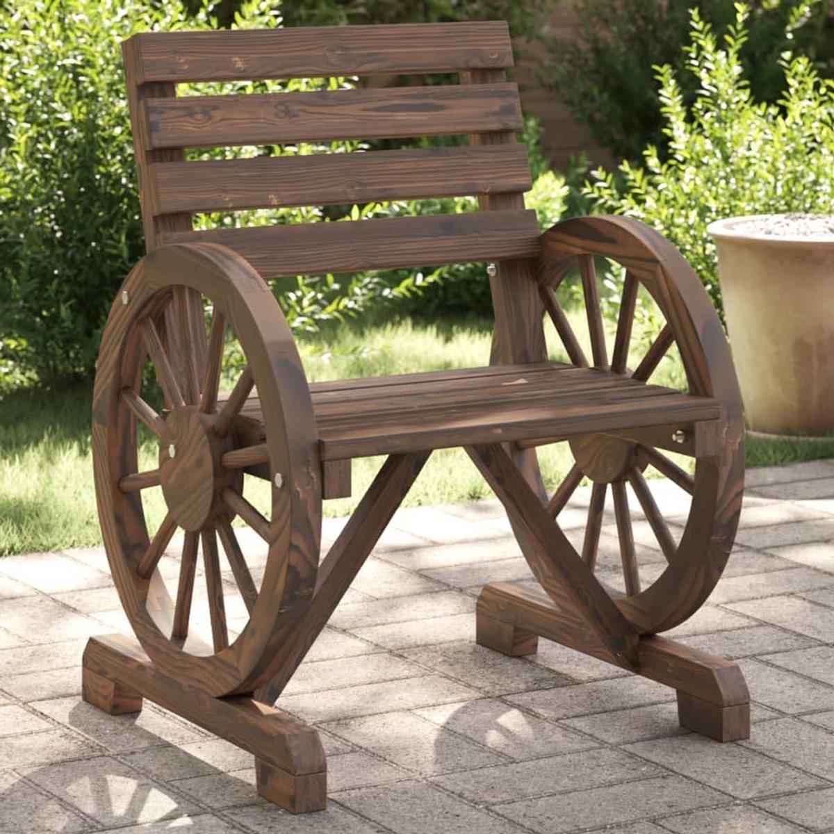2 stuks, 58 x 58 x 78,5 cm, van massief sparrenhout, tuinstoelen, tuinstoelen, stoelen voor tuintafel, 365102