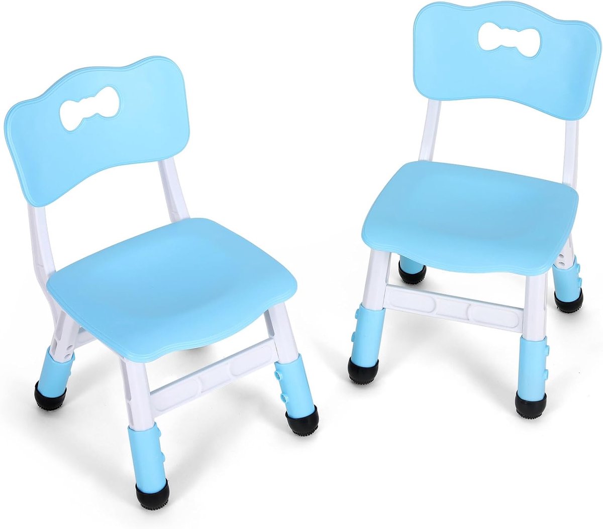Plastic, in hoogte verstelbaar, kinderstoelen met rugleuning tot 100 kg belastbaar, kinderstoel jaar, kindermeubel voor kinderkamer, school, kinderverzorging, 2 stuks, blauw