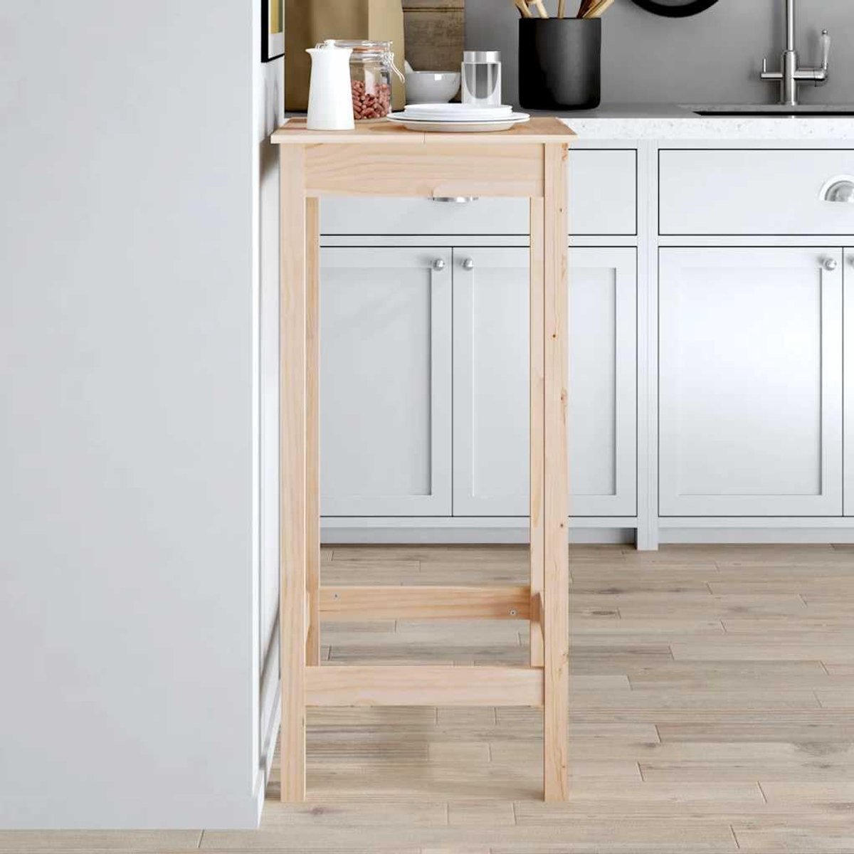 Grenenhout eettafel met stabiel frame naturel 50x50x110 cm