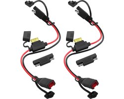 2 stuks SAE-verlengsnoer, compatibel met Genius Smart batterijladers, SAE-connectorkabel met 2 stuks omgekeerde polariteitsadapter voor motorfiets, ATV, UTV, auto 14 AWG, waterdicht 35,5 cm