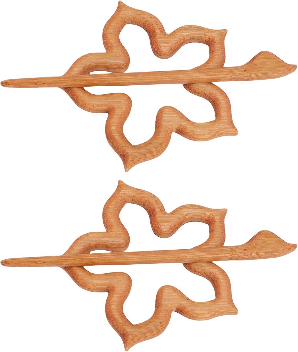 2 Stks Houten Bloempatroon Broche, Handgemaakte Broche Pin Sjaal Gesp Rakje Pin Broche voor Dames Dame Meisje, Trui Clips Sjaalpen voor Kraagjurk Trui Kleding Decoratie