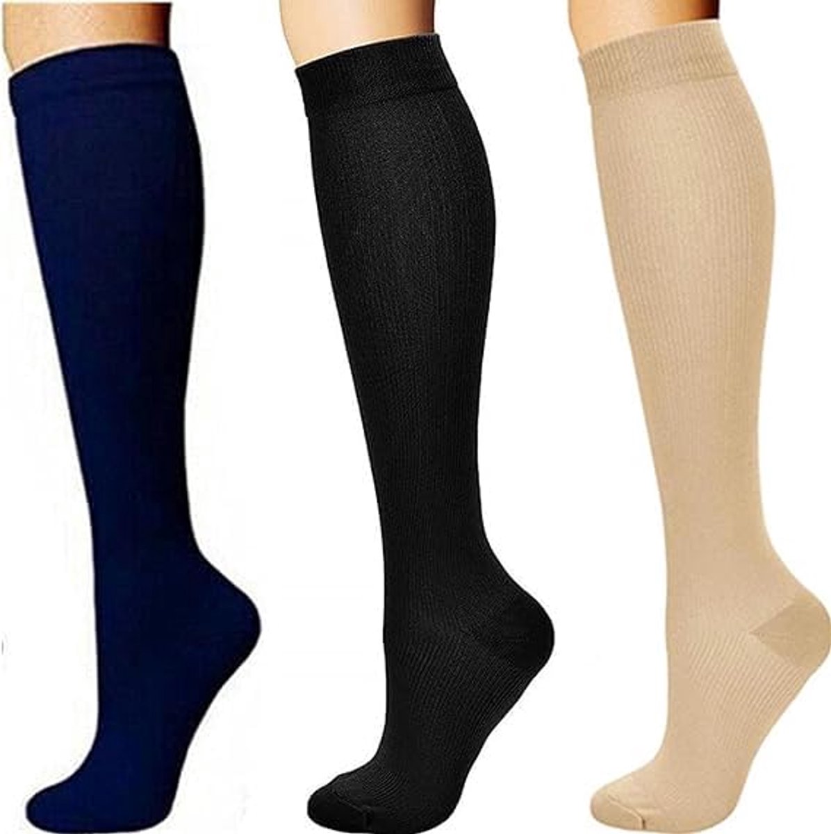 Sokken, steunkousen, loopsokken, trombosekousen, voor dames en heren, voor sport, hardlopen, reizen, wielrennen, vlucht, Meerkleurig, 40-43 EU