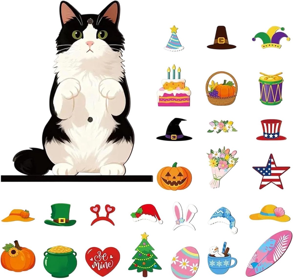Kattenbord met dierenbasis van hout in rustieke stijl | Kattenbord van hout, decoratie, bureau voor nachtkastje, kinderen, familie