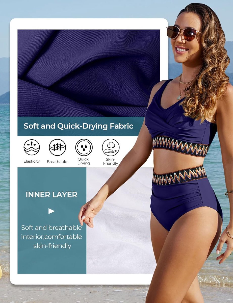 Dames set hoge taille buikweg badpak tweedelig sexy V-hals push-up bikini kleurrijk gestreept badmode grote maten strand zwembad bikini