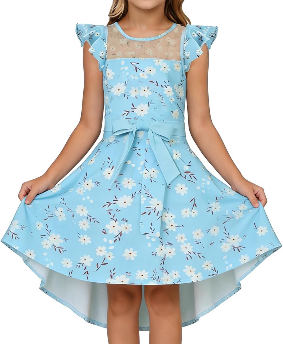 Zomerjurk voor meisjes, elegant, feestjurk, mouwloos, ronde hals, vrijetijdskleding, bruiloft, kinderen, 6-15 jaar