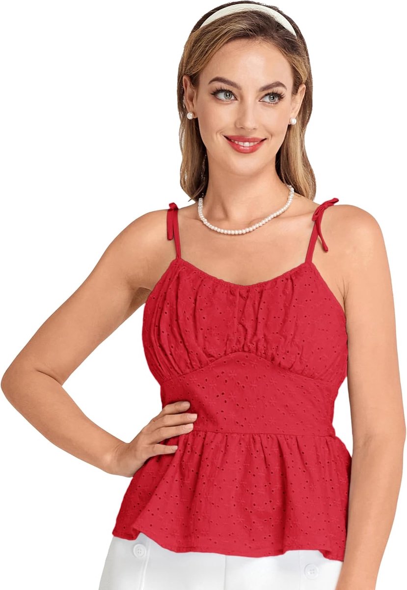 Poque Vrouwen Zomer Vest Casual Mouwloos Gesmokte Terug Hemdjes Tops