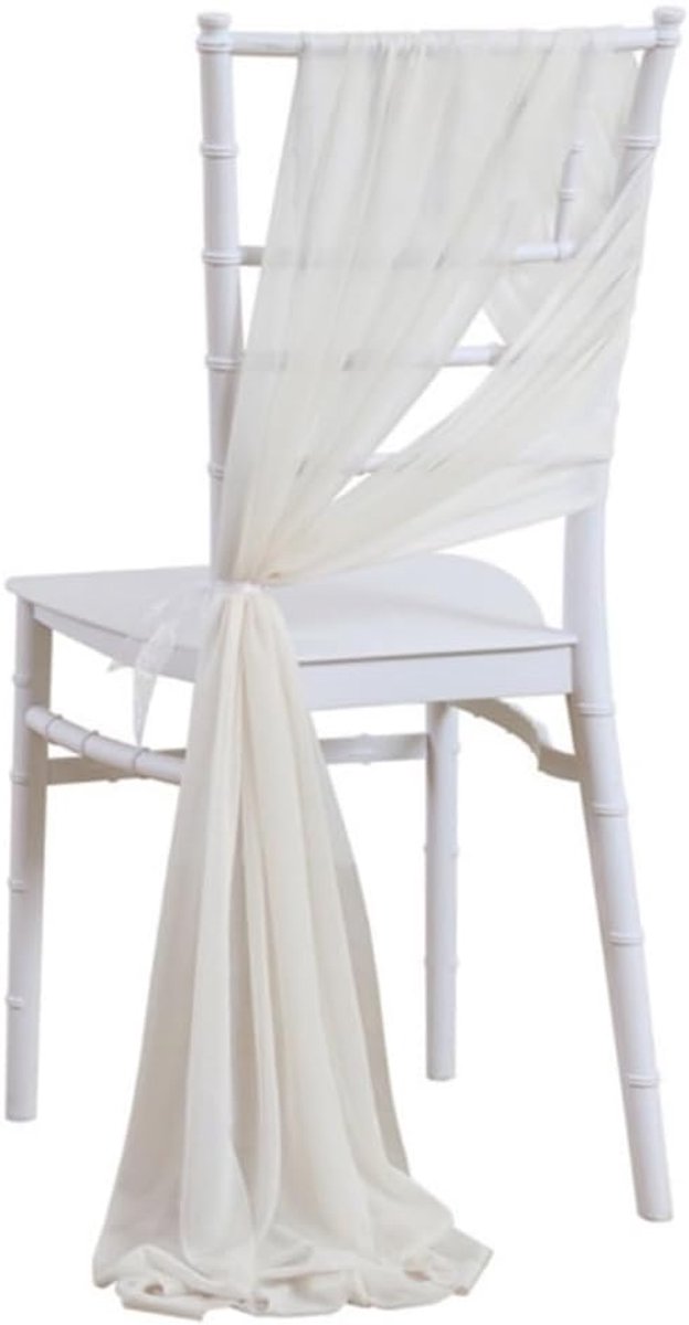2 stuks tule stoel linten lint chiffon stof stoelleuning 20 x 278 cm streamer stoelband stoelhoezen stoel bogen raffhouder bruiloft jubileum feest banket ontvangst decoratie ivoor