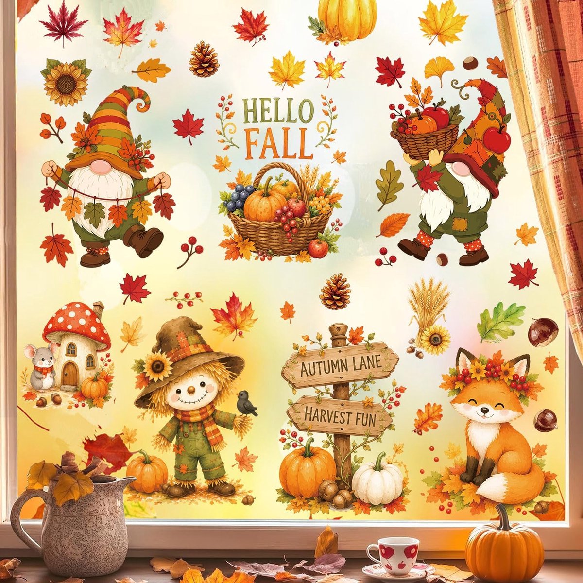 Raamstickers Herfst, Thanksgiving Herfstdecoratie