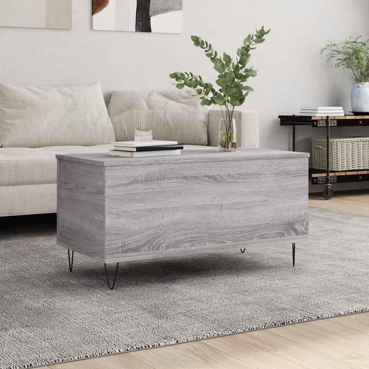 Hout optilbaar ontwerp salontafel grijs sonoma