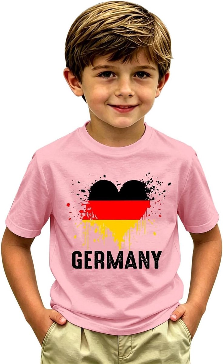 Jungen Fußball T-Shirt Kind Deutschland Trikot Fanshirt mit 3D Druck WM Kurzarm Rundhalsausschnitt Lässige Fanbekleidung Sommer Fußball Freizeit Fans Top Public Viewing Tee Shirt 2026 WM