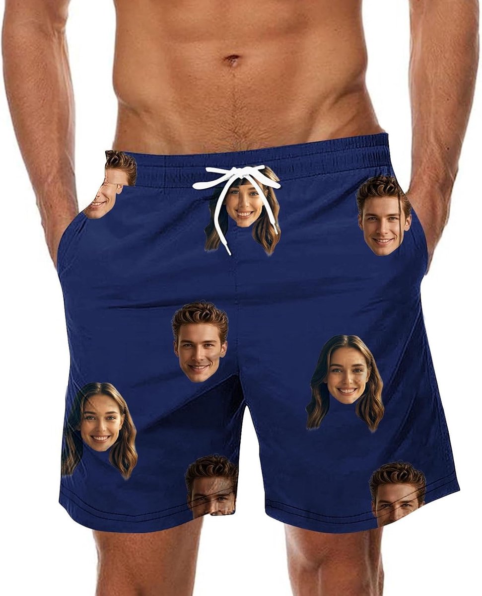 Generisch Badehose Personalisiert Herren - Badeshorts mit Gesicht Foto Bedrucken Lassen, Badehosen Lustig Männer Lustige Hawaii Swimming Shorts Lang Sommer Schwimmhose Schnelltrocknend