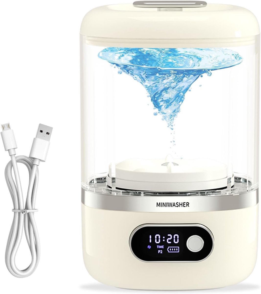Mini Wasmachine - Draagbare Mini-Wasmachine, 1L Oplaadbare Ondergoed-Wasmachine, Draadloos, Compact, Geschikt voor BH's, Ondergoed, Wasmandje voor BH's, Ondergoed, Sokken