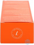 Zij-aanzicht van Lancaster Golden Tan Maximizer doos met cirkelvormig 'ONE MONTH TAN PROLONGING' logo.