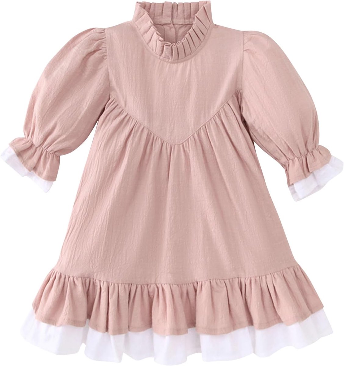 Babyjurk van katoen en linnen, met middenarm, voor lente, meisjes, effen, rok