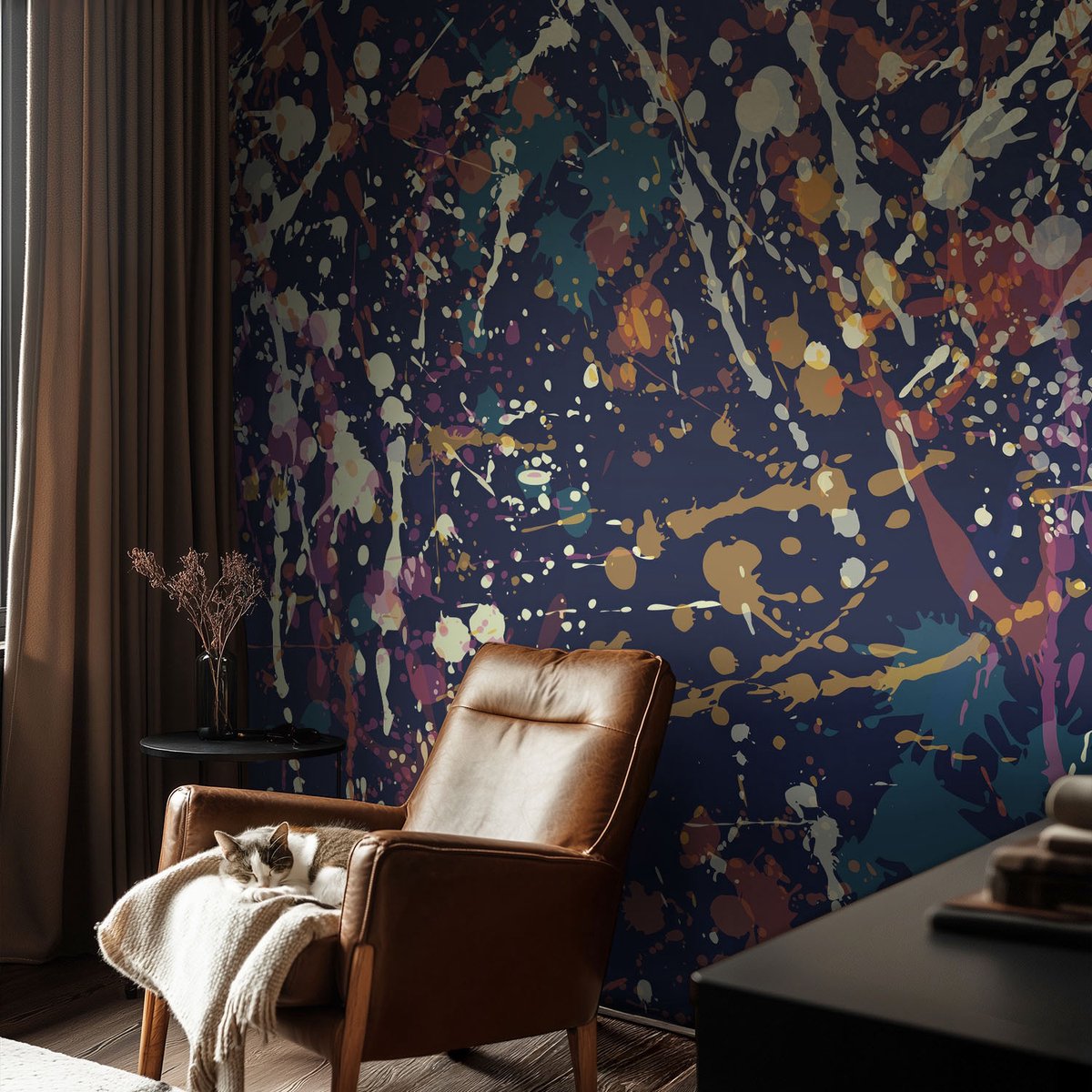 Coloray Vliesbehang - Marine Snellijm Behang - 104x70 cm - Kleurrijke Abstractie Muurschildering - Slaapkamer behang Abstractie - Fotobehang Vlies - Slaapkamer behang