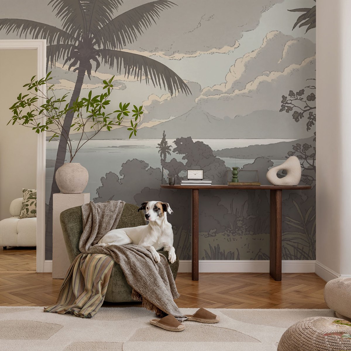 Coloray Vliesbehang - Grijs Snellijm Behang - 104x70 cm - Exotisch Landschap Muurschildering - Slaapkamer behang Landschappen - Fotobehang Vlies - Slaapkamer behang