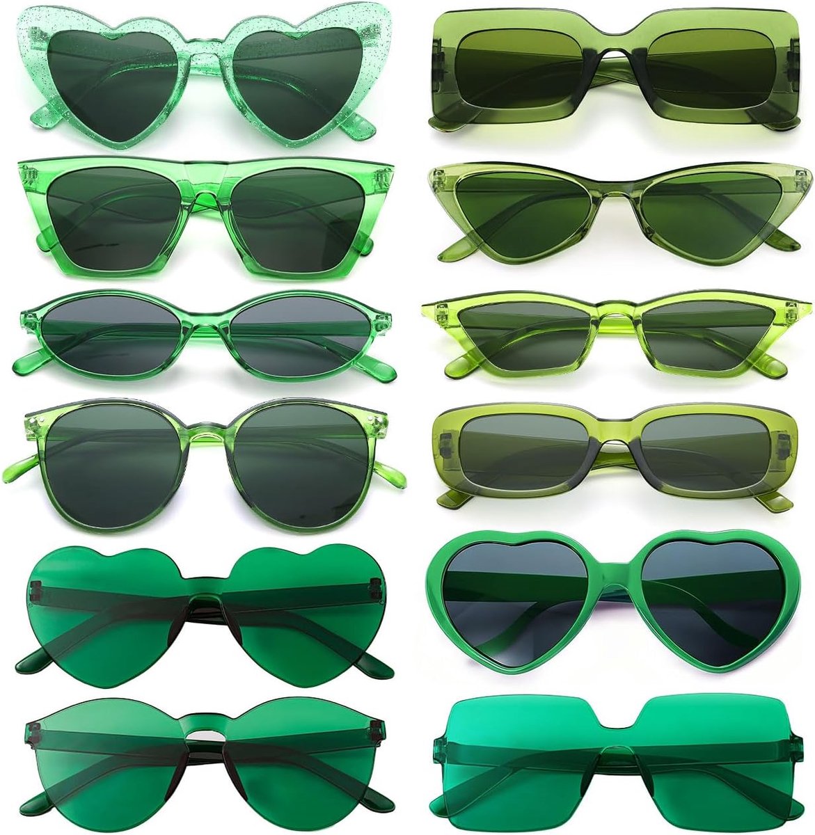 Zonnebrillen, set voor dames, vintage bril, jaren '90, feestbrillen voor carnaval/carnaval, 12 stuks