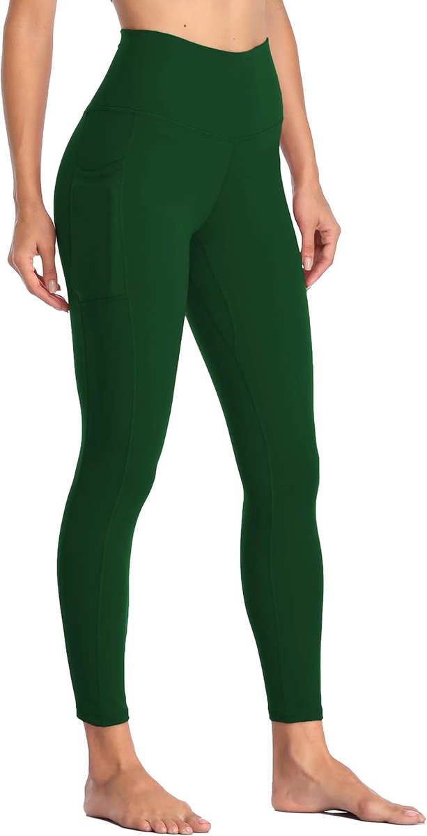 Dames Legging 7/8 met Zakken Sportlegging Hoge Taille Buikcontrole Yogabroek Trainingsbroek Joggingbroek
