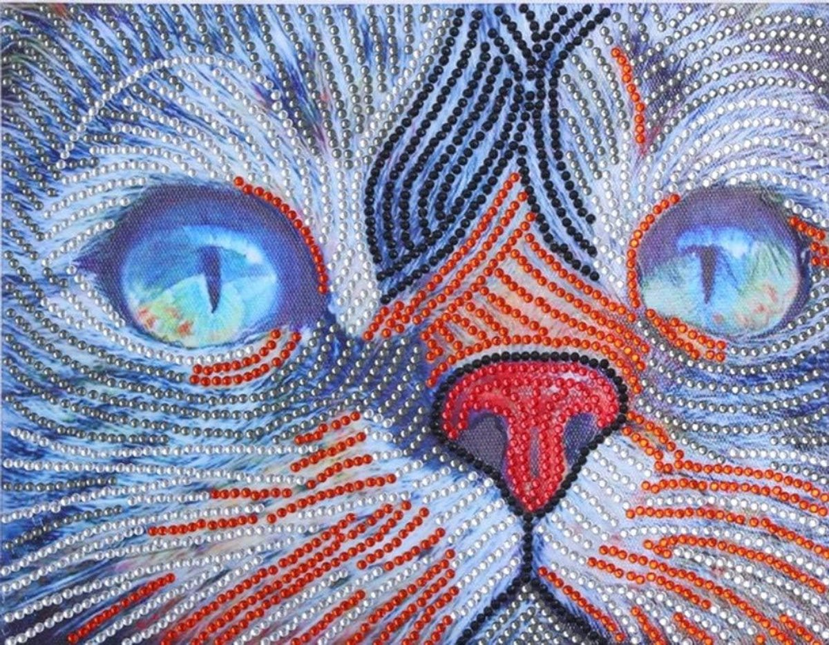 schilderij DIY 5D speciale vorm Rhinestones, ABEUTY kleurrijke kat dier, gedeeltelijke boor Crystal Diamond Art Kits