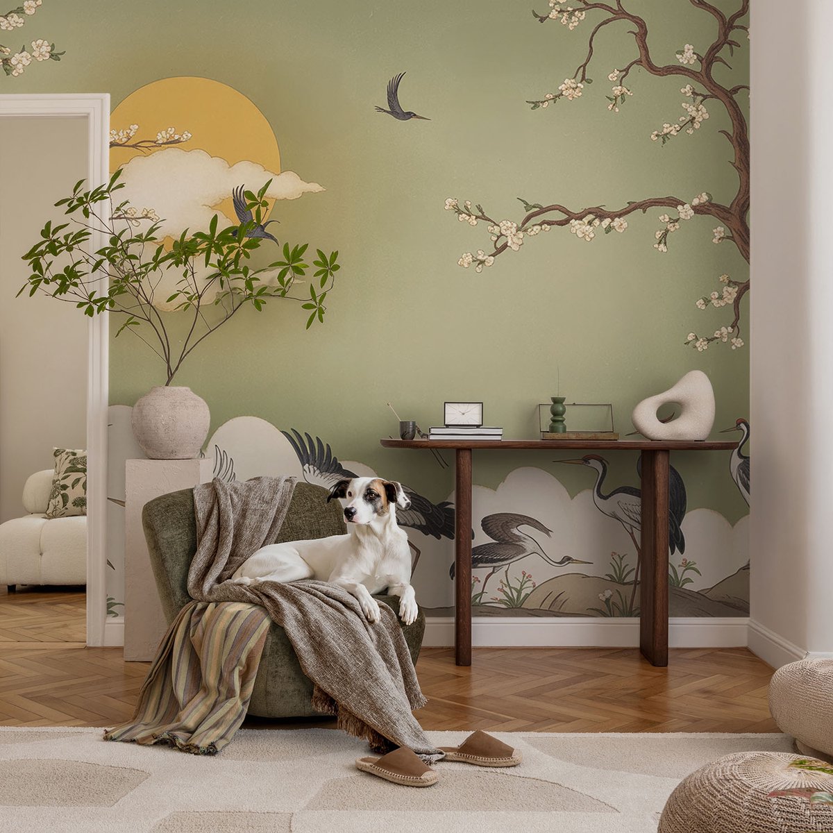 Coloray Vliesbehang - Groente Snellijm Behang - 104x70 cm - Elegante Natuur Muurschildering - Slaapkamer behang Landschappen - Fotobehang Vlies - Gang behang