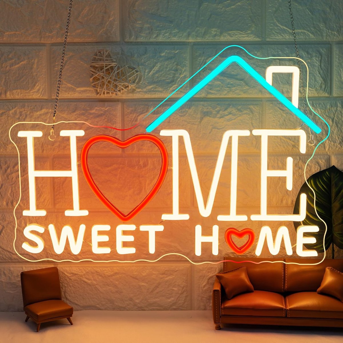 ineonlife Home Sweet Home Led-belettering voor wanddecoratie, dimbaar hart, neonbord voor slaapkamer, cadeau voor woonkamer, kinderkamer, eetkamer, café, tuin, feest