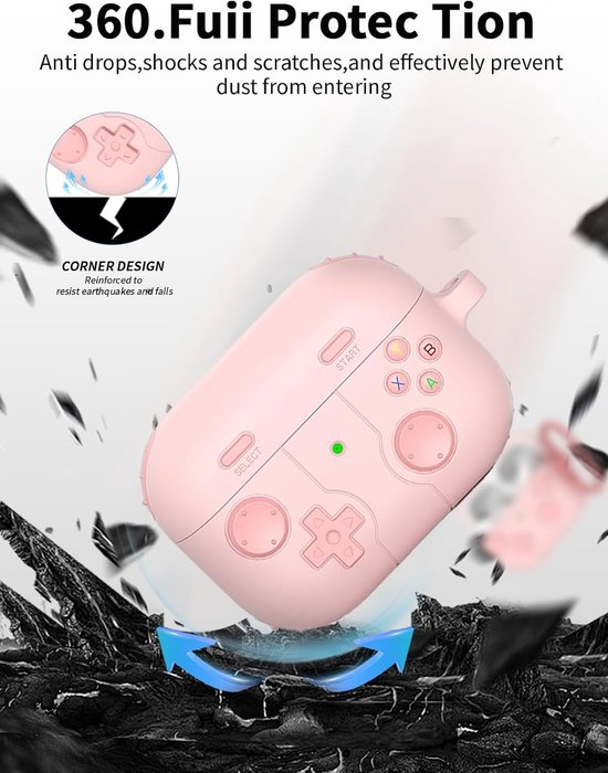 Hoes voor Apple AirPods Pro 3/Pro3 oordopjes, schokbestendig, toergy waterdicht, zacht en duurzaam, met koord, sleutelhanger en reinigingstool (roze) — afbeelding 5
