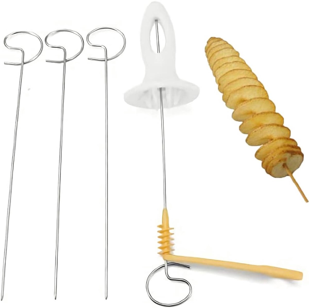 Chips Aardappelsnijder, Spiraalvormige Chips Cutter, Tornado Snijder, Aardappeltorensnijder, Spiraal Aardappelsnijmes voor aardappeltoren, Barbecue, Gebakken, Verzamelen, Feest,