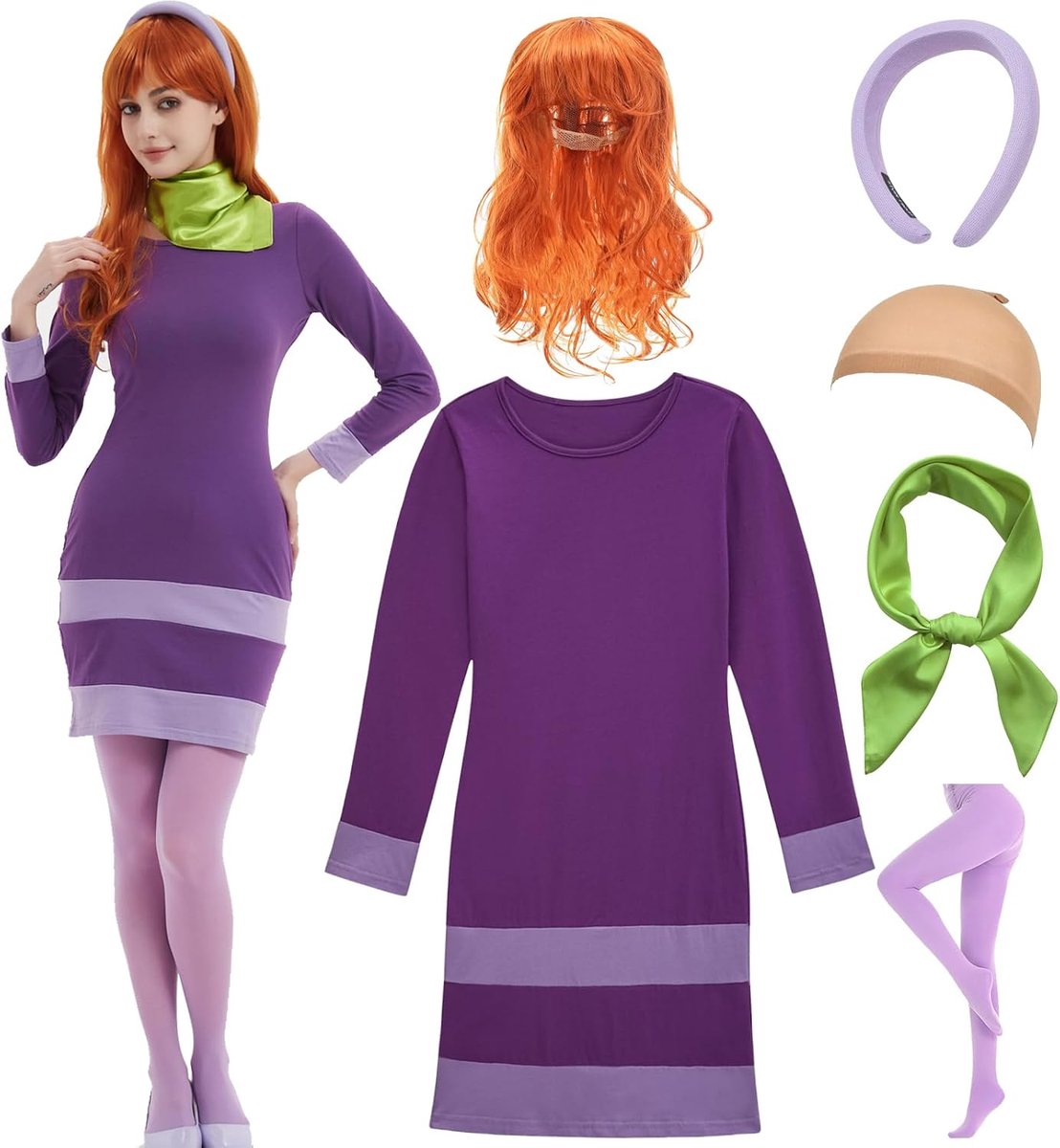 Purple Mini Sexy Daphne Dress Adult 2024 Halloween Costumes Outfits,M