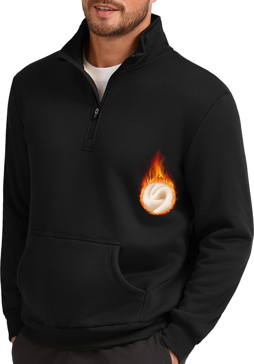 Fleece gevoerd sweatshirt met halve rits winter warme trui